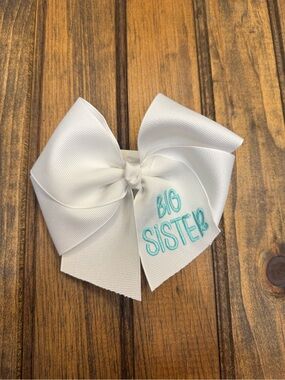 White 'Big Sister' Hair Bow for Kids